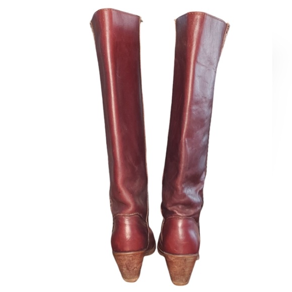 Dexter Vintage Burgundy Leather Women's Size 7.5 M Campus Boot Stacked Heel - Picture 3 of 10
